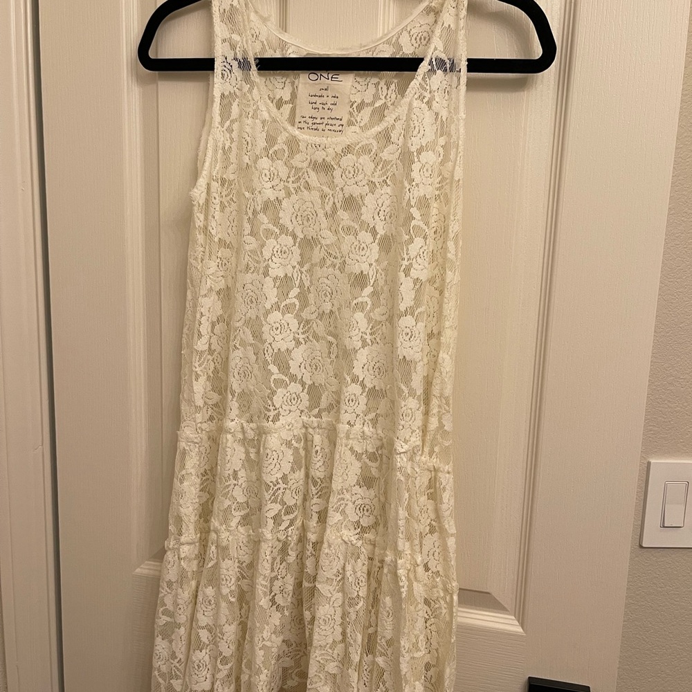 Free People Cream Lace Slip